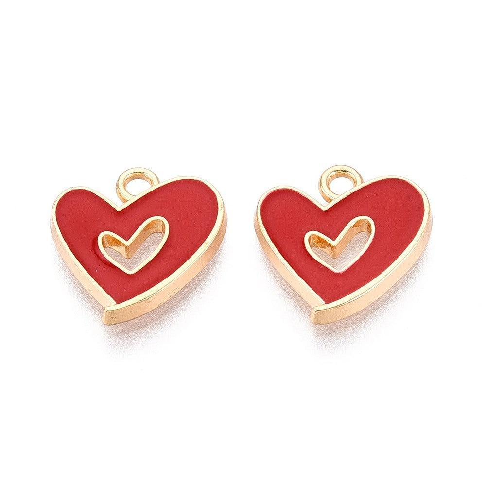 Bedel enamel hart rood goud 16mm - per stuk-bedels-Kraaltjes van Renate