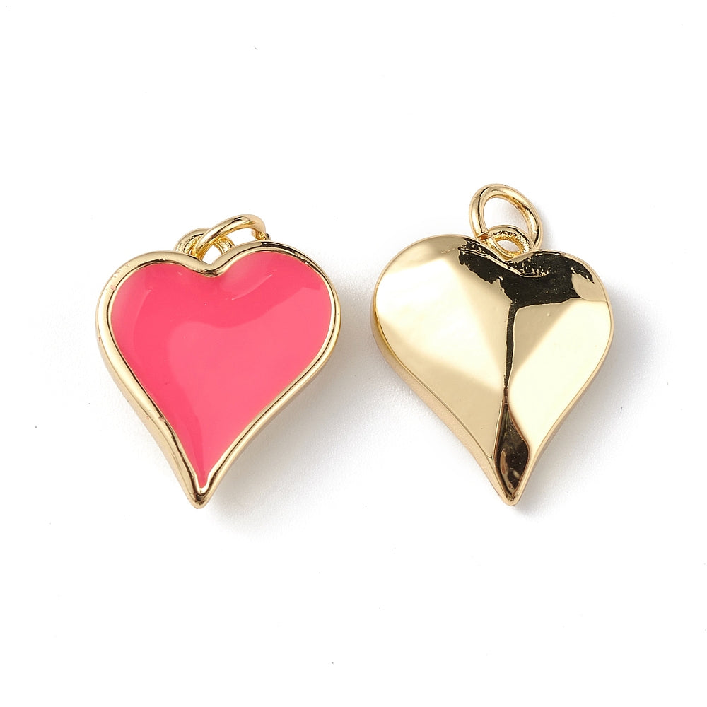 Bedel emaille hart roze gold plated 14 mm - per stuk-bedels-Kraaltjes van Renate