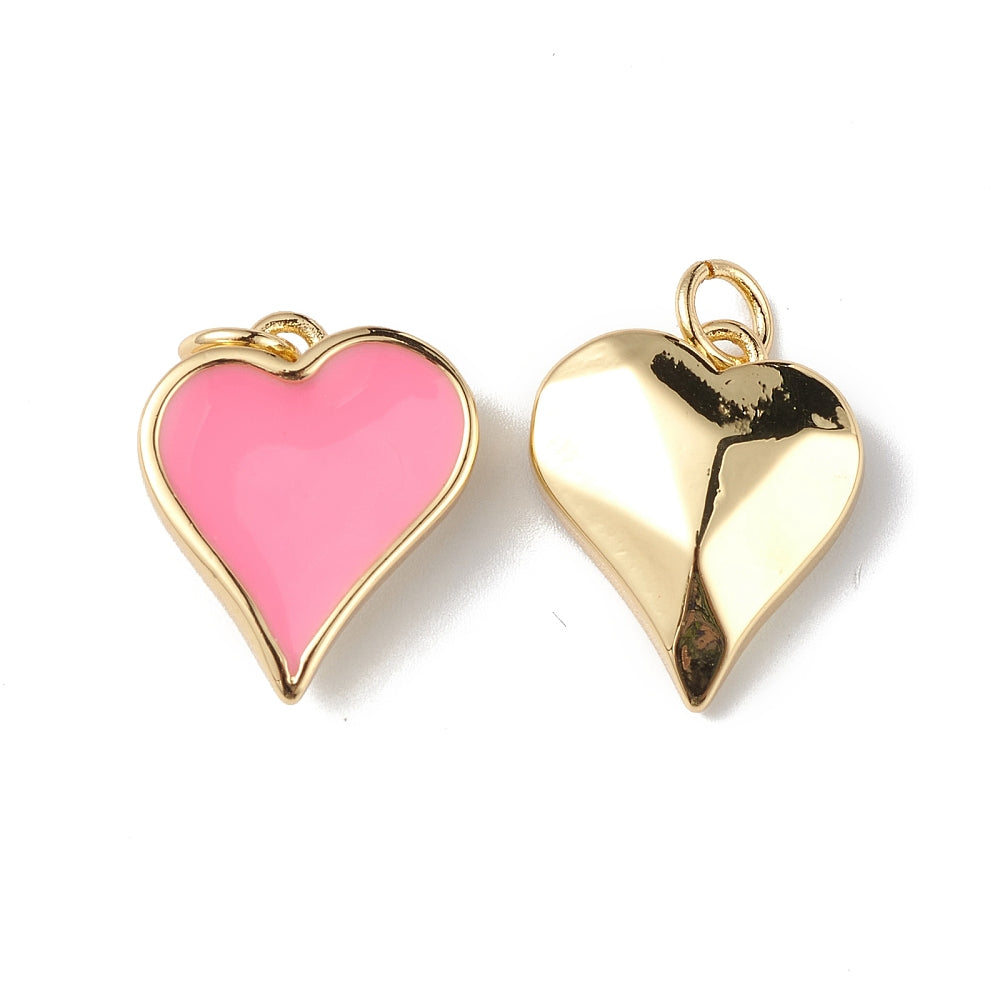 Kopie van Bedel emaille hart roze gold plated 14 mm - per stuk-bedels-Kraaltjes van Renate