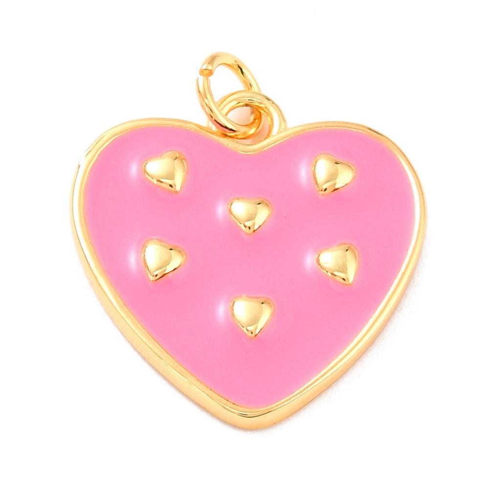 Bedel emaille hart roze gold plated 20mm - per stuk-bedels-Kraaltjes van Renate