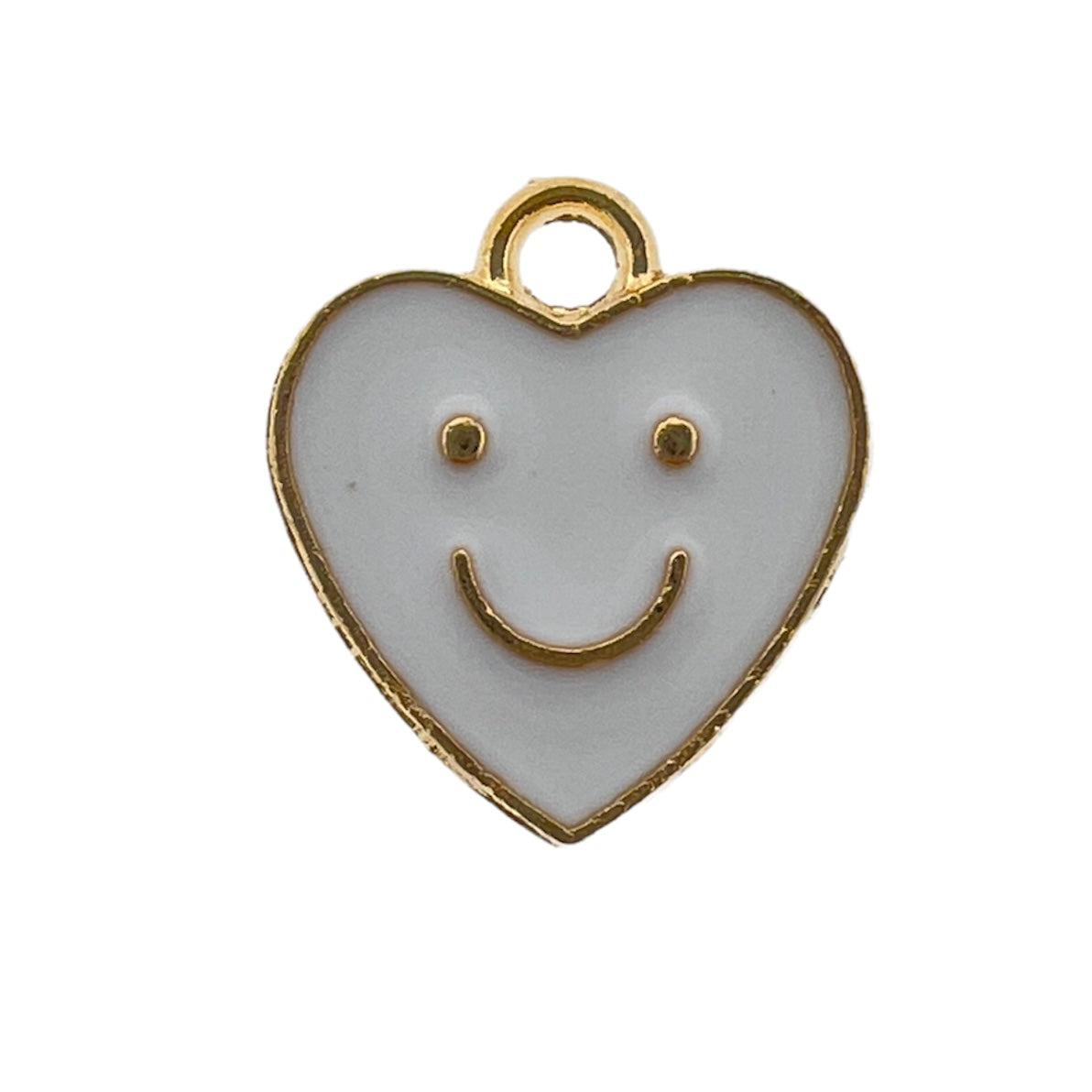Bedel emaille hart wit goud 13x12x1.5mm-bedels-Kraaltjes van Renate