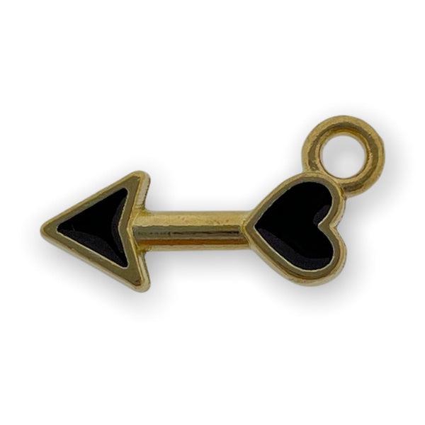 Bedel emaille hart zwart-goud 15x8mm-bedels-Kraaltjes van Renate