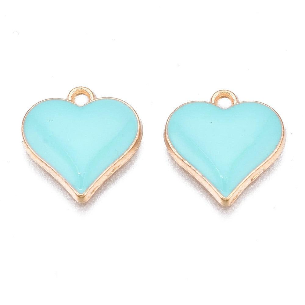 Bedel emaille hartje blauw/goud 17x16x3mm-bedels-Kraaltjes van Renate