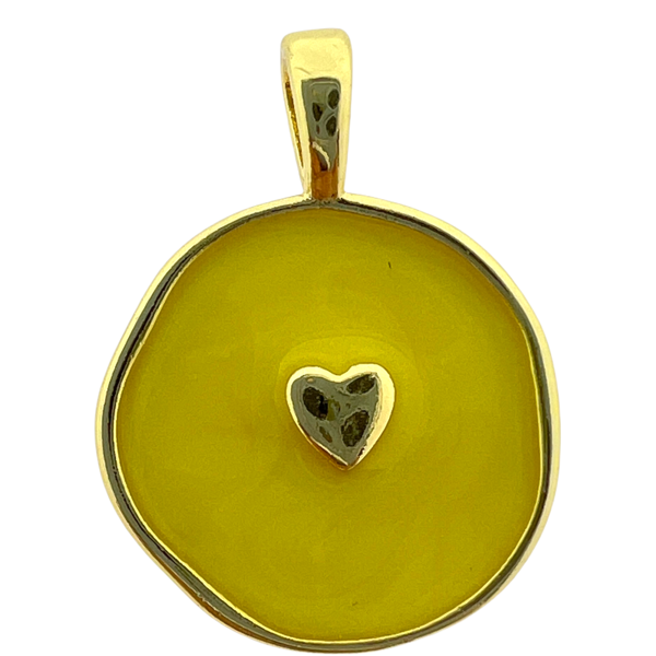 Bedel emaille hartje geel 19x14mm-bedels-Kraaltjes van Renate