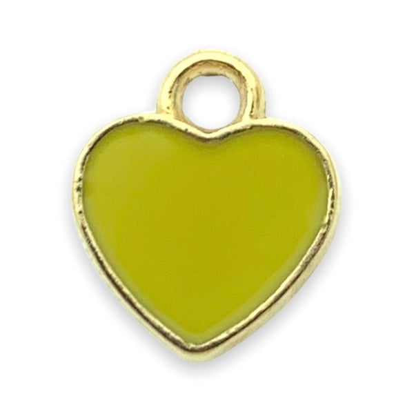 Bedel emaille hartje geel goud 12x10mm-bedels-Kraaltjes van Renate