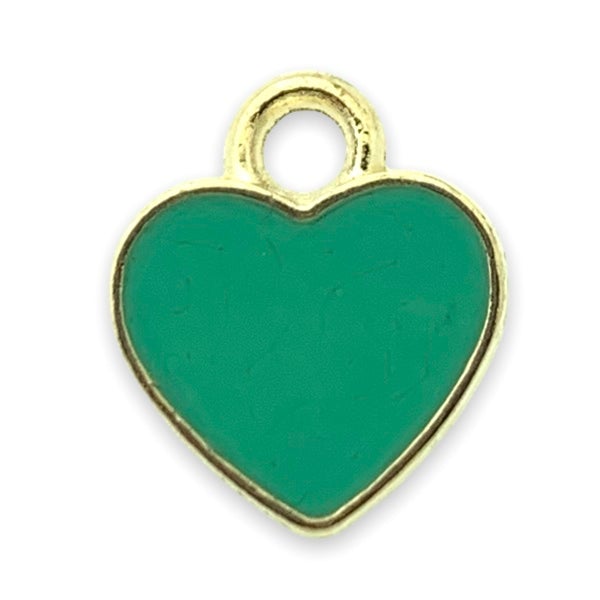 Bedel emaille hartje groen goud 12x10mm-bedels-Kraaltjes van Renate