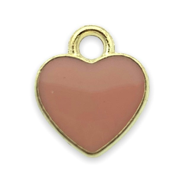 Bedel emaille hartje lichtroze goud 12x10mm-bedels-Kraaltjes van Renate