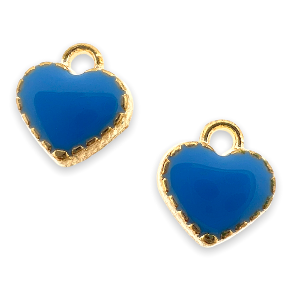 Bedel emaille hartje mini blauw-goud 8x7.50x2.50mm-bedels-Kraaltjes van Renate