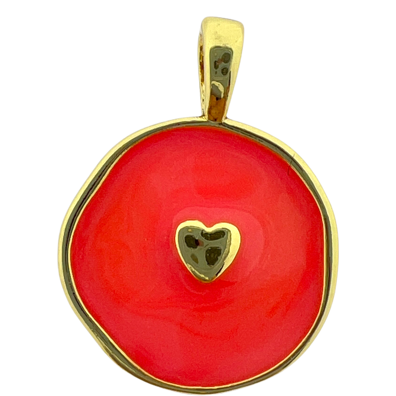 Bedel emaille hartje oranje 19x14mm-bedels-Kraaltjes van Renate