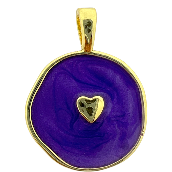Bedel emaille hartje paars 19x14mm-bedels-Kraaltjes van Renate