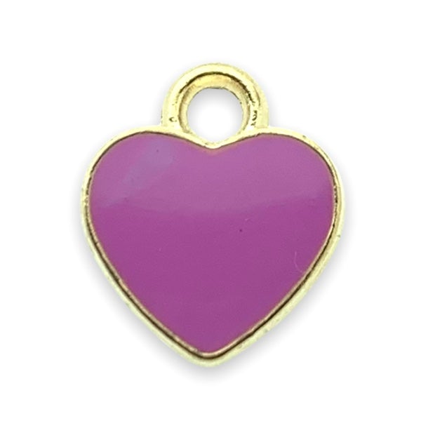 Bedel emaille hartje paars goud 12x10mm-bedels-Kraaltjes van Renate