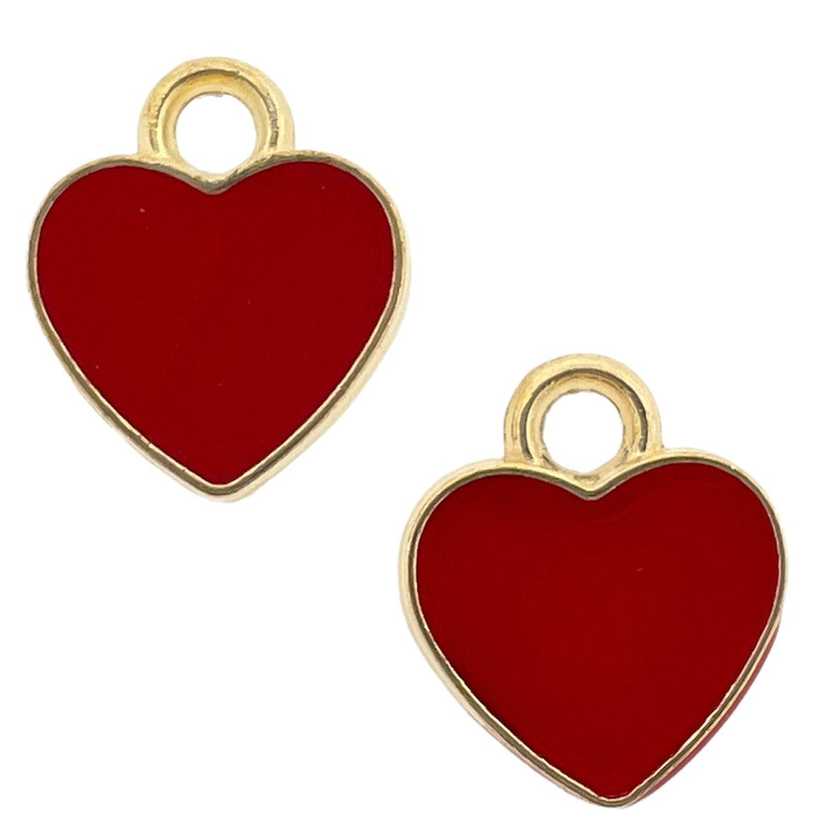 Bedel emaille hartje rood goud 12x10mm-bedels-Kraaltjes van Renate