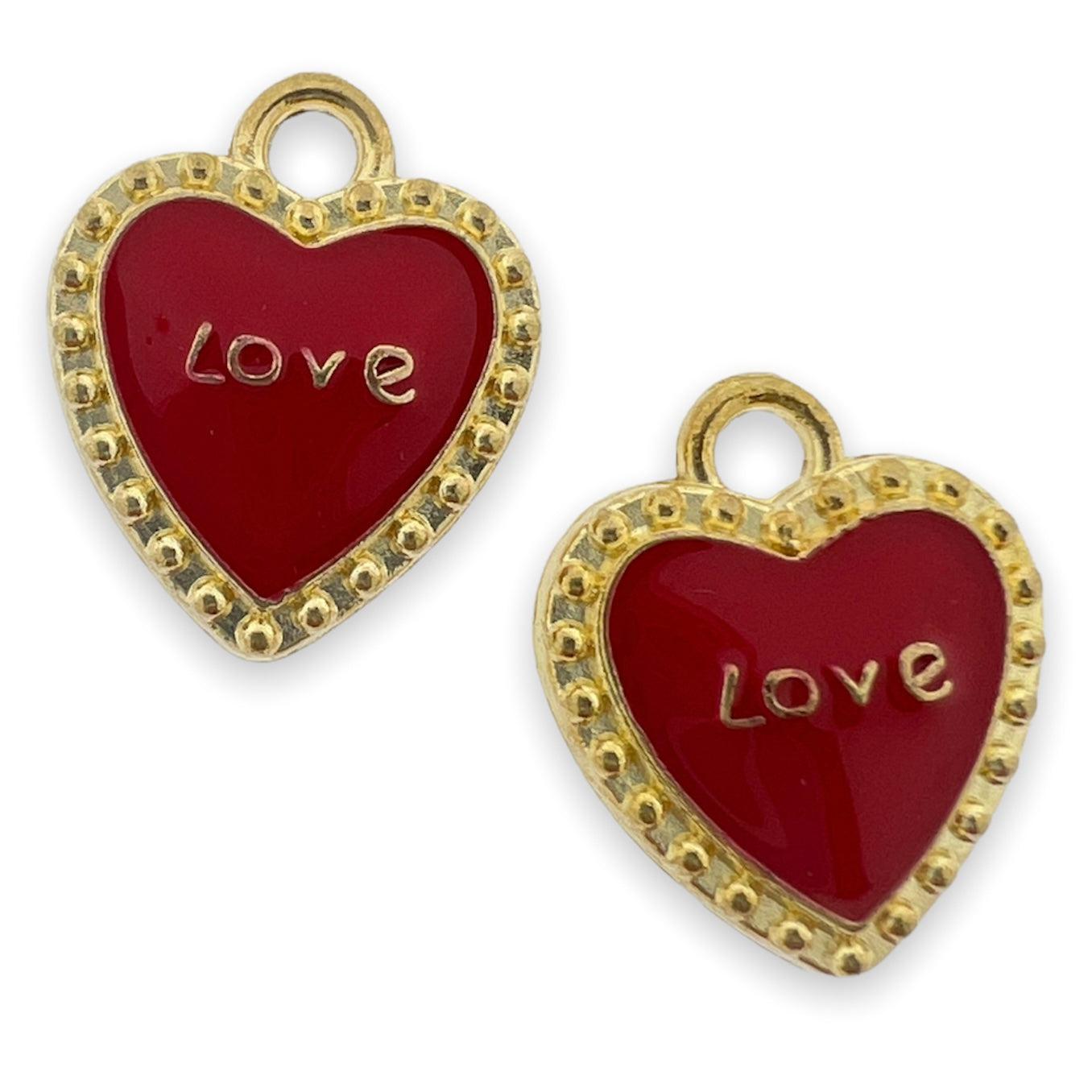 Bedel emaille hartje rood goud 16x13mm-bedels-Kraaltjes van Renate