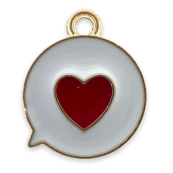 Bedel emaille hartje rood wit 14x11.5x2mm-bedels-Kraaltjes van Renate