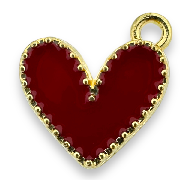 Bedel emaille hartje rood/goud 14x13.5x2mm-bedels-Kraaltjes van Renate