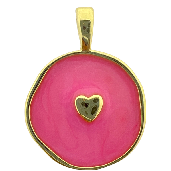 Bedel emaille hartje roze 19x14mm-bedels-Kraaltjes van Renate