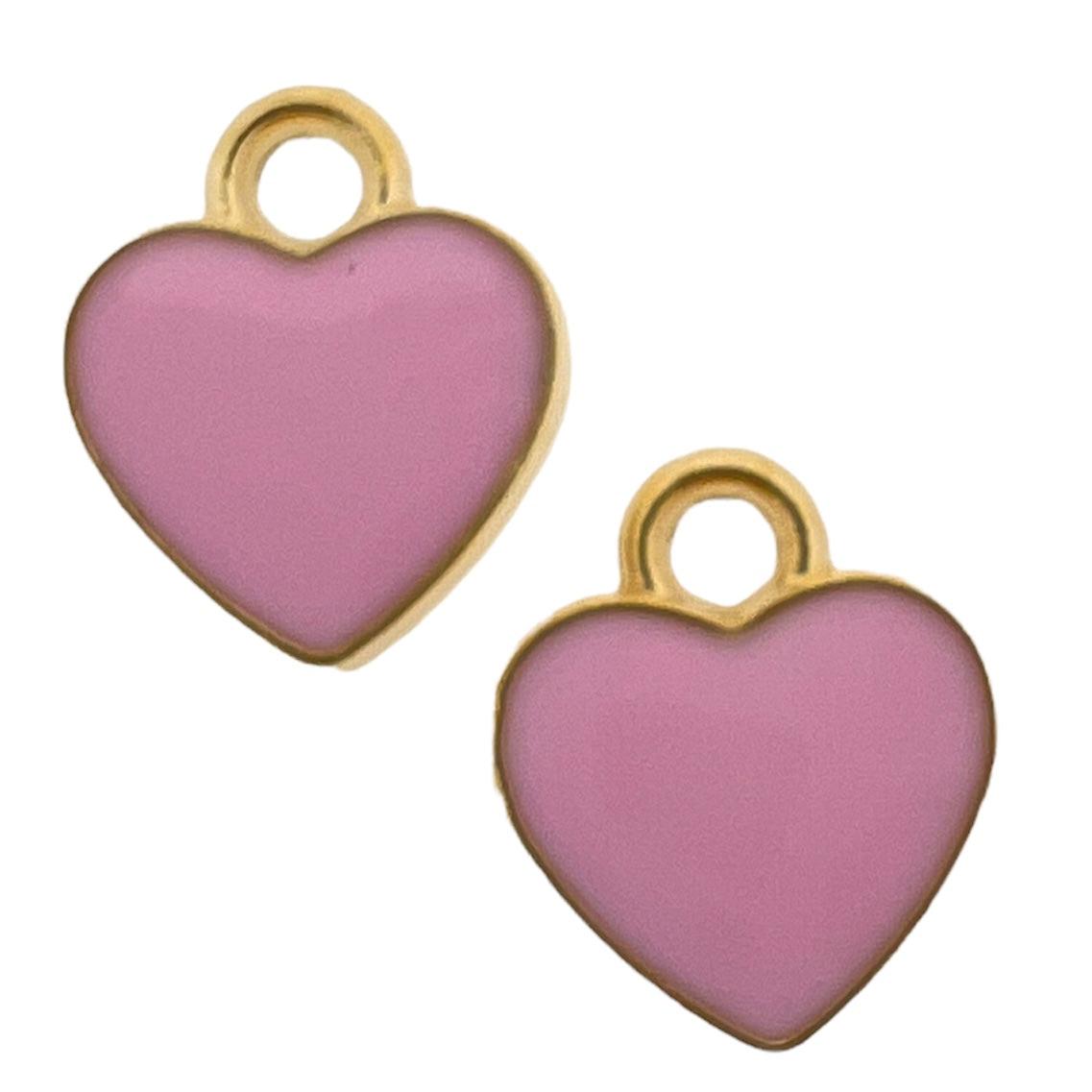 Bedel emaille hartje roze goud 12x10mm-bedels-Kraaltjes van Renate