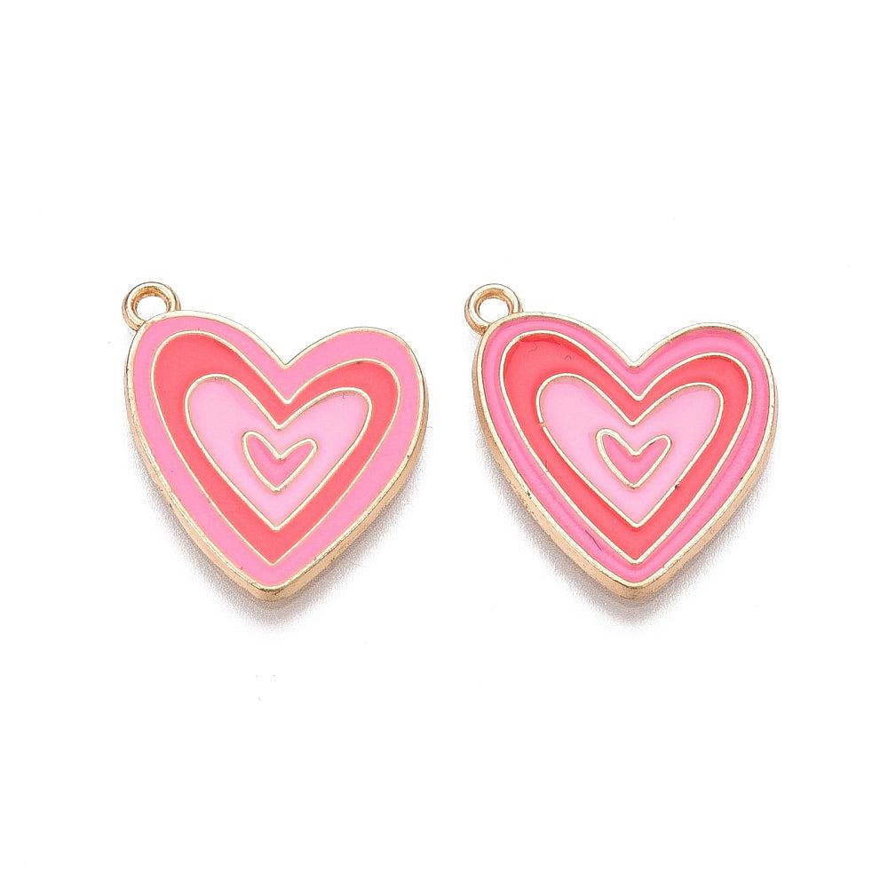 Bedel emaille hartje roze/goud 22x18mm-bedels-Kraaltjes van Renate