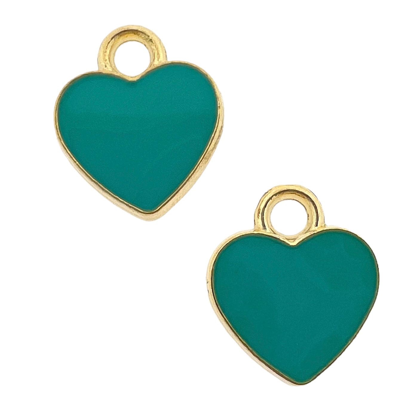 Bedel emaille hartje turquoise goud 12x10mm-bedels-Kraaltjes van Renate