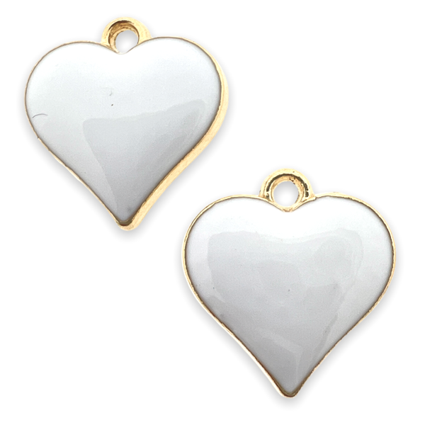 Bedel emaille hartje wit 17x16x3mm-bedels-Kraaltjes van Renate