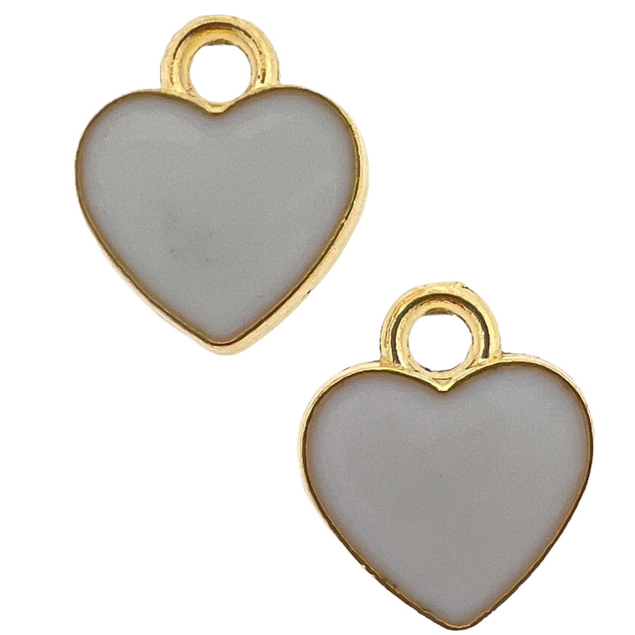 Bedel emaille hartje wit goud 12x10mm-bedels-Kraaltjes van Renate