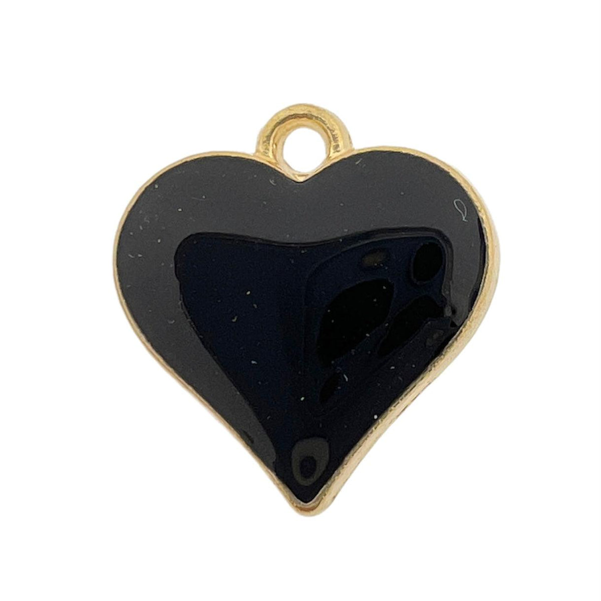 Bedel emaille hartje zwart 17x16x3mm-bedels-Kraaltjes van Renate