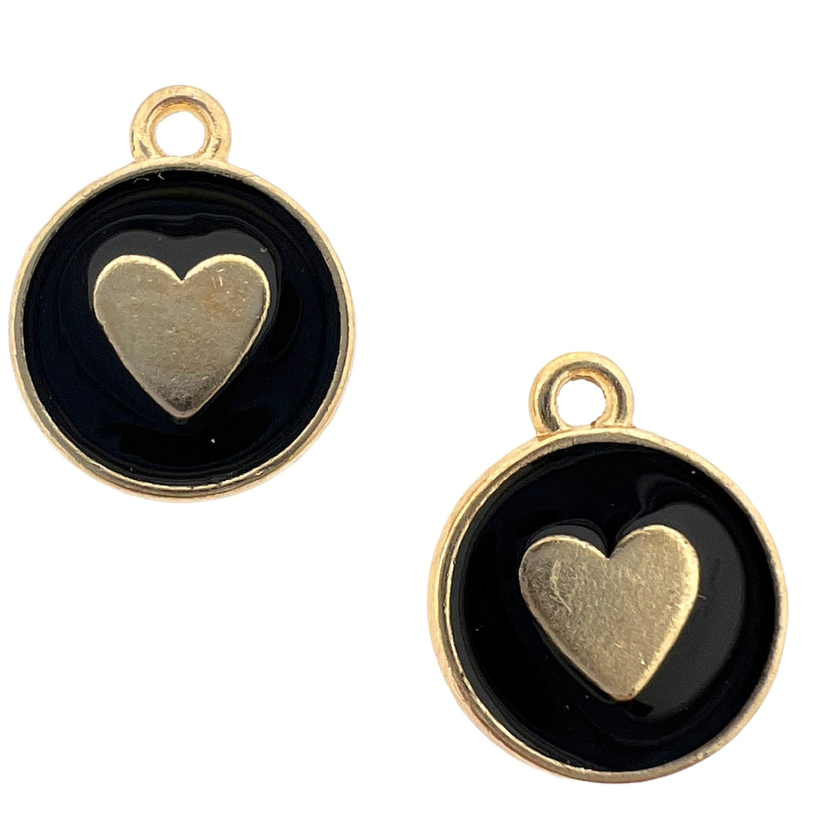 Bedel emaille hartje zwart goud 14x11.5x2mm-bedels-Kraaltjes van Renate