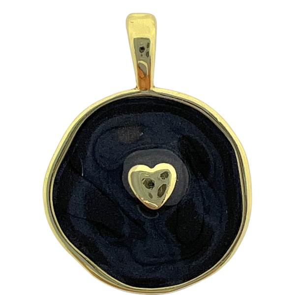 Bedel emaille hartje zwart goud 19x14mm-bedels-Kraaltjes van Renate