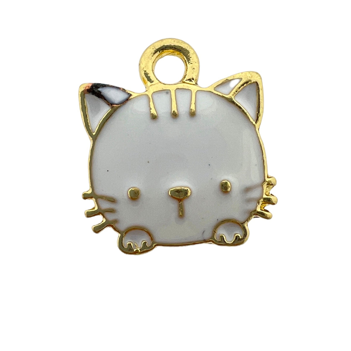 Bedel emaille hello kitty wit goud 15x13x3mm-bedels-Kraaltjes van Renate