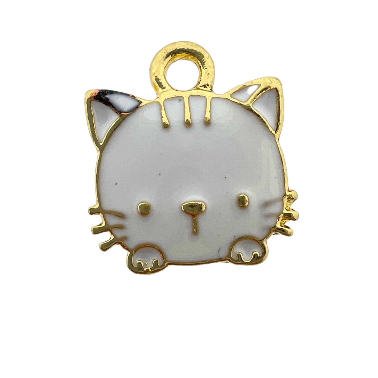 Bedel emaille hello kitty wit goud 15x13x3mm-bedels-Kraaltjes van Renate