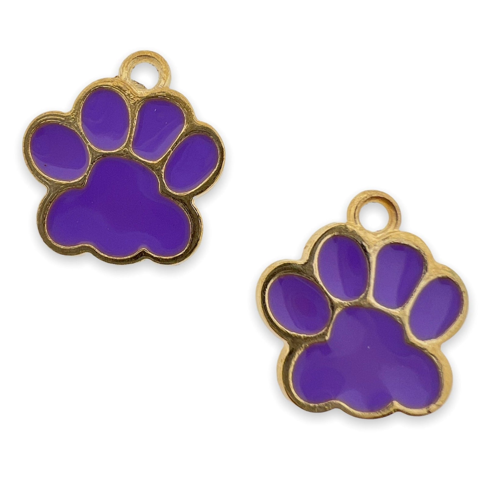 Bedel emaille hondenpoot paars goud 18x16mm-bedels-Kraaltjes van Renate