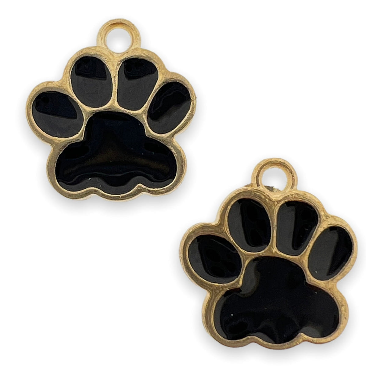 Bedel emaille hondenpoot zwart goud 18x16mm-bedels-Kraaltjes van Renate