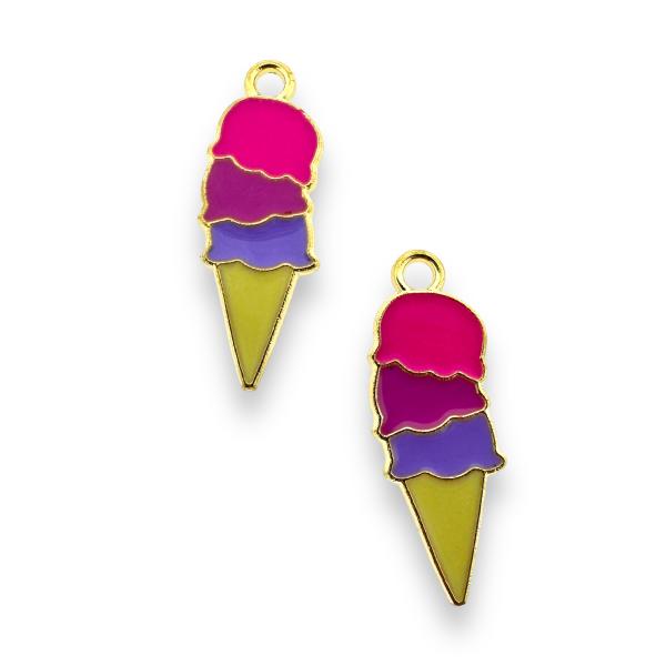 Bedel emaille ice cream roze/paars 26x10x1mm-bedels-Kraaltjes van Renate