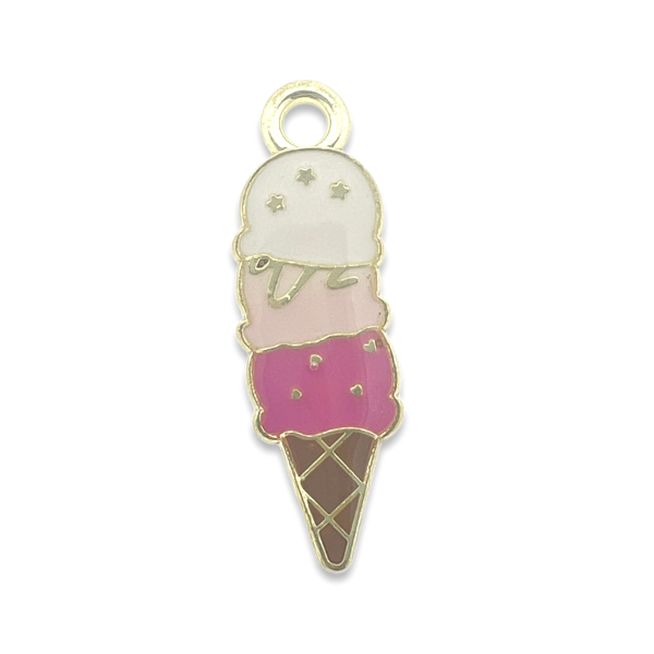 Bedel emaille ijsje goud 25mm-bedels-Kraaltjes van Renate