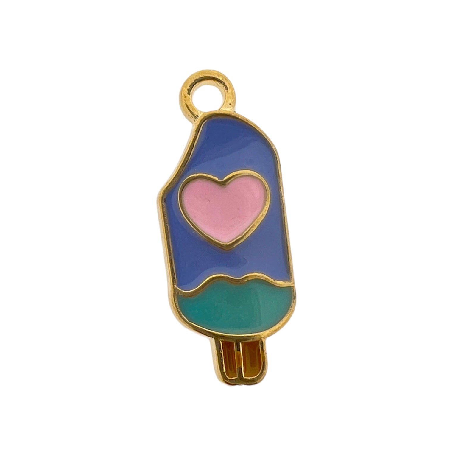 Bedel emaille ijsje roze/paars goud 18.5x10x2mm-bedels-Kraaltjes van Renate