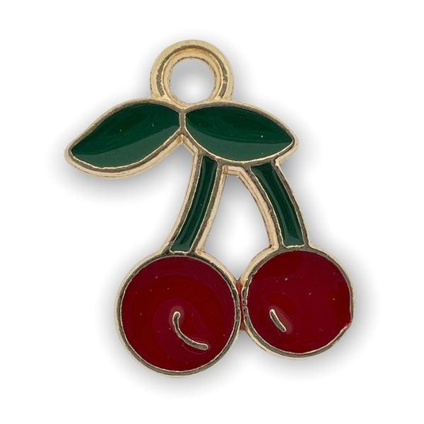 Bedel emaille kersen rood-goud 18x13mm-bedels-Kraaltjes van Renate