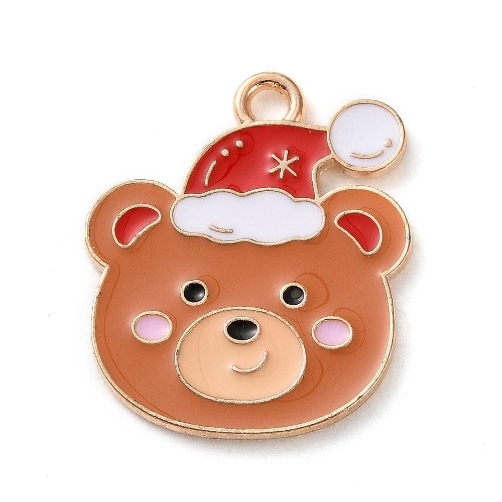 Bedel emaille kerstbeer goudkleurig 23mm - per stuk-bedels-Kraaltjes van Renate