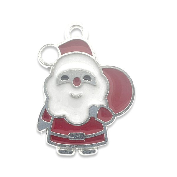 Bedel emaille kerstman zilver 22mm-bedels-Kraaltjes van Renate