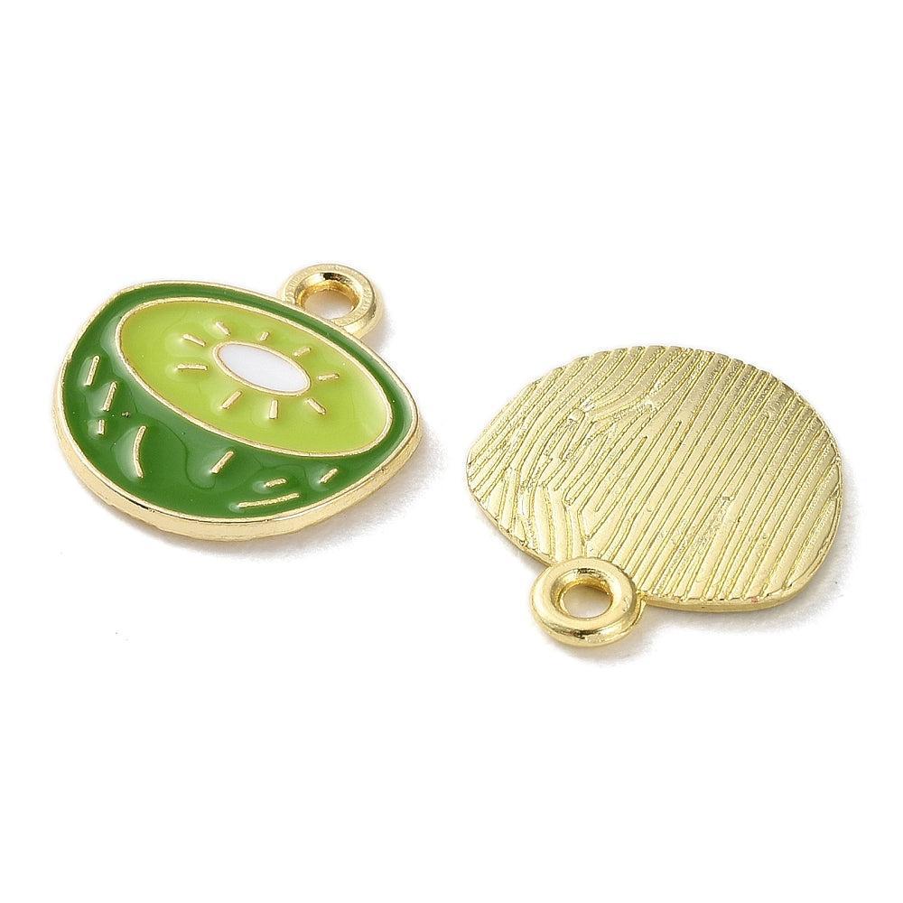 Bedel emaille kiwi goud 14,5mm- per stuk-bedels-Kraaltjes van Renate