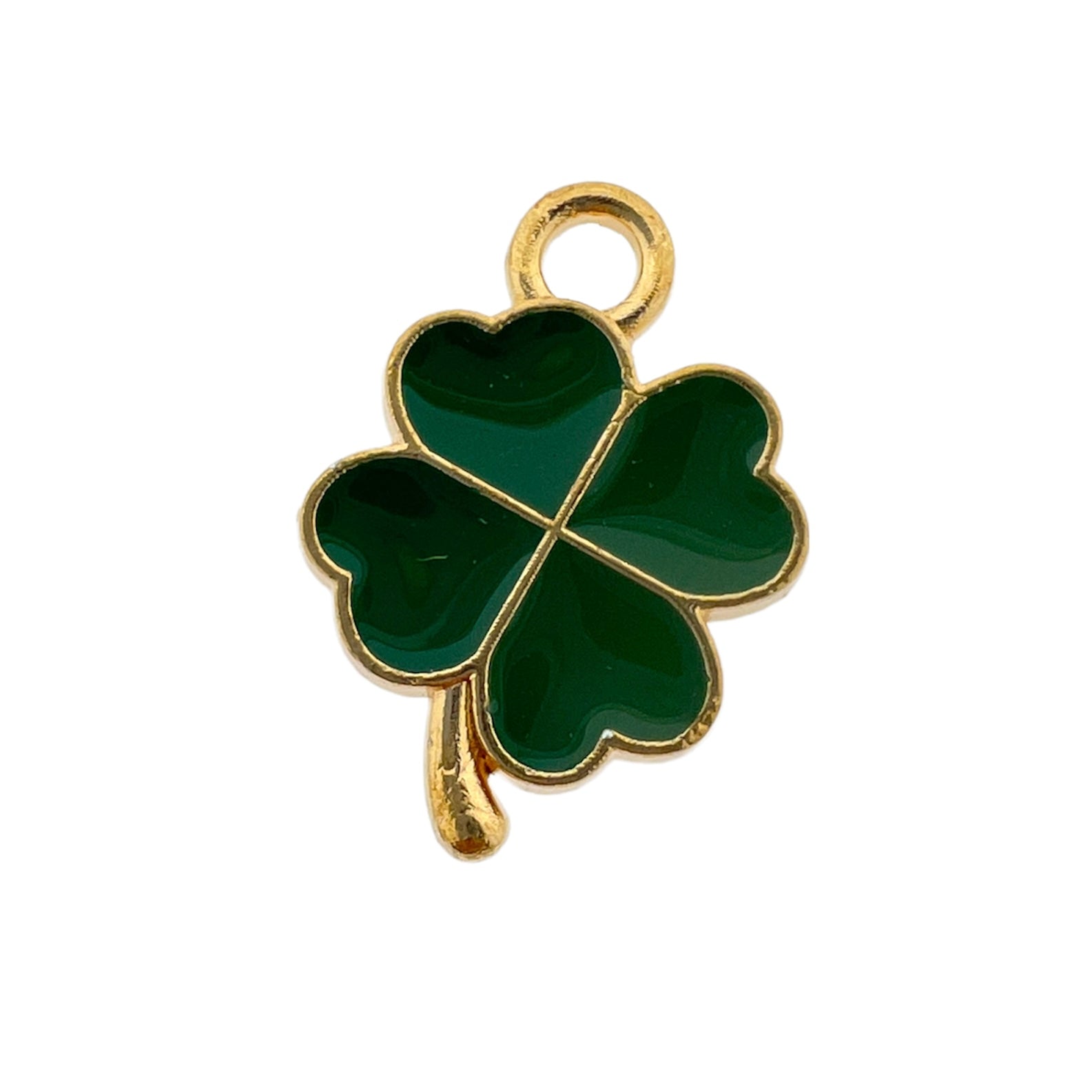 Bedel emaille klaver groen goud 18x12x2mm-bedels-Kraaltjes van Renate