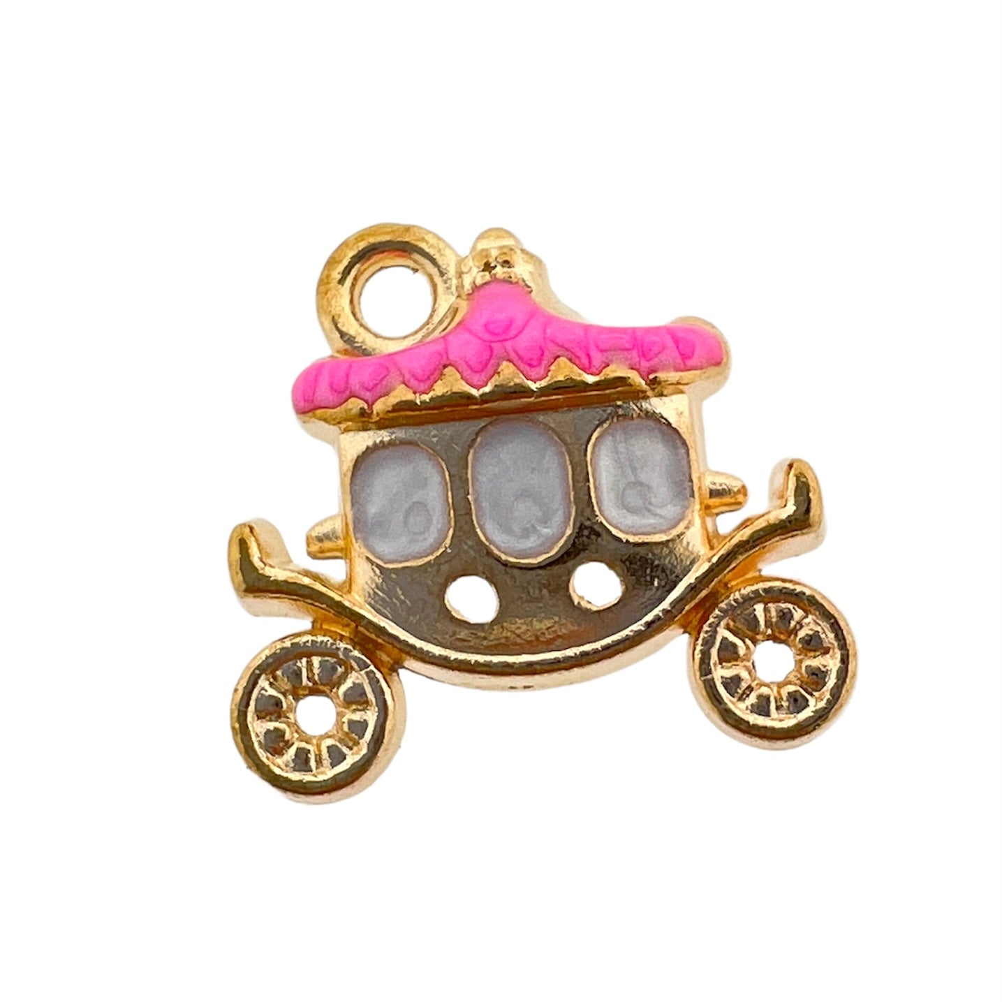 Bedel emaille koets goud 14.5x16x4mm-bedels-Kraaltjes van Renate