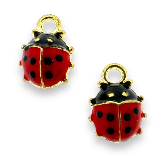 Bedel emaille ladybug 12.5x9x4.5mm-bedels-Kraaltjes van Renate