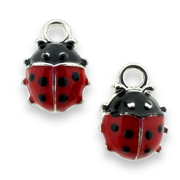 Bedel emaille ladybug zilver 12.5x9x4.5mm-bedels-Kraaltjes van Renate