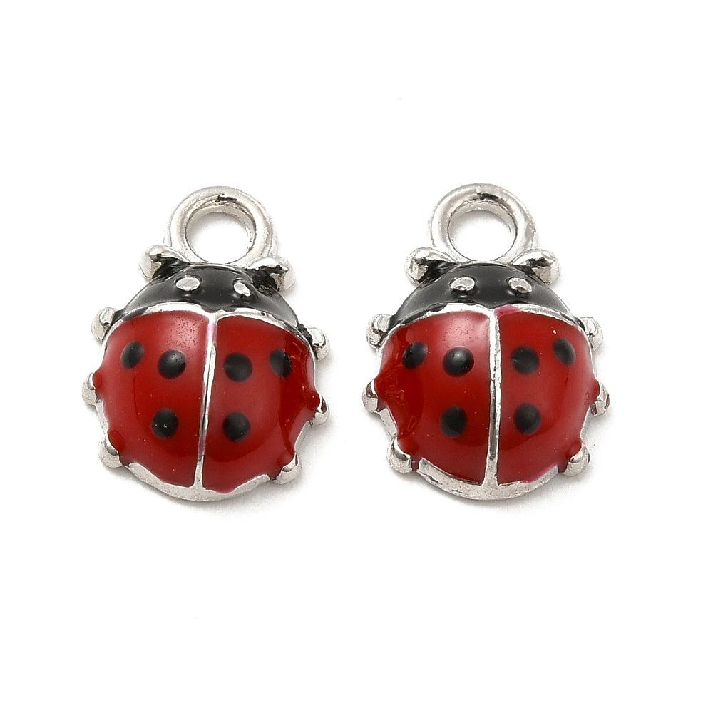 Bedel emaille lieveheersbeestje zilver 13mm-bedels-Kraaltjes van Renate