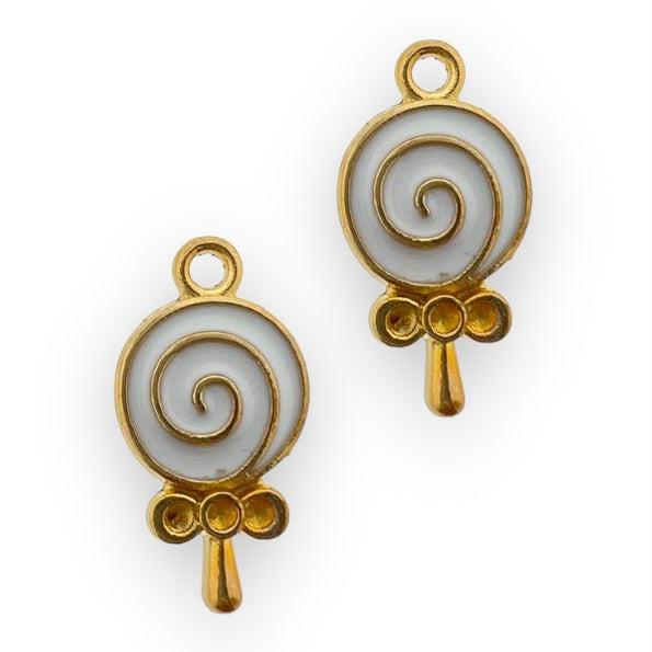 Bedel emaille lollipop wit goud 19x10mm-bedels-Kraaltjes van Renate