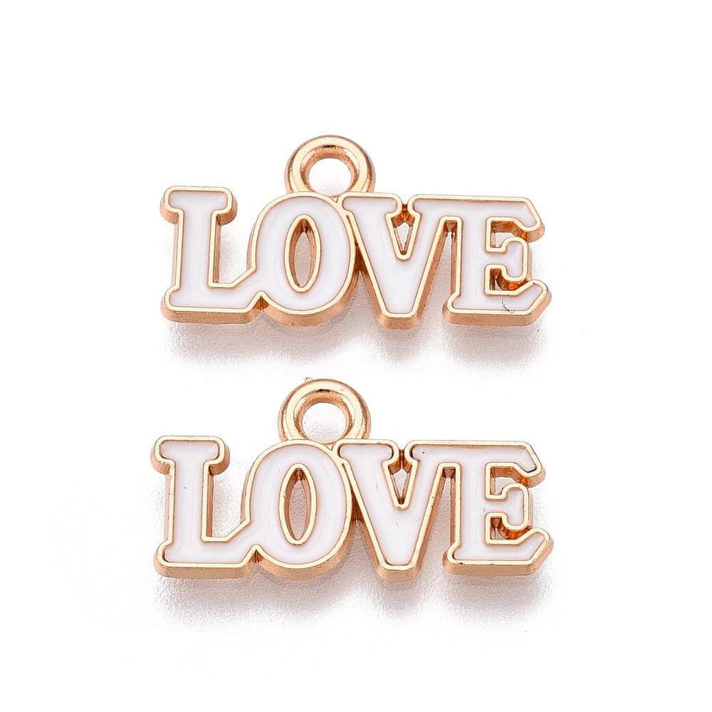 Bedel emaille &#39;love&#39; wit 10x18mm - per stuk-bedels-Kraaltjes van Renate