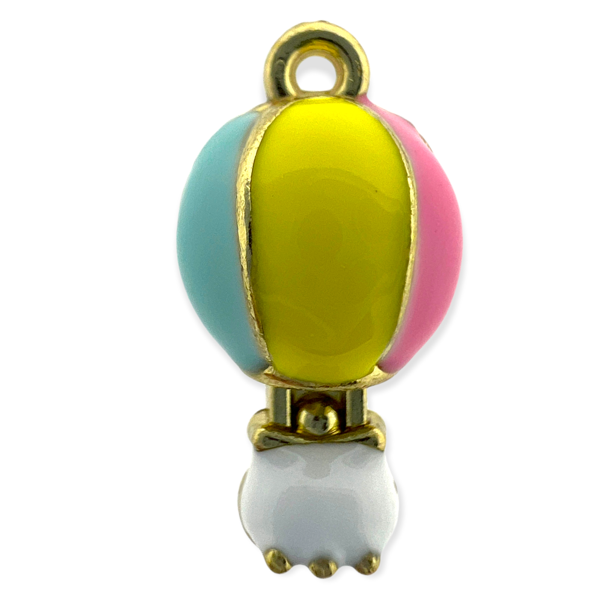 Bedel emaille luchtballon multicolor goud 18x10mm-bedels-Kraaltjes van Renate