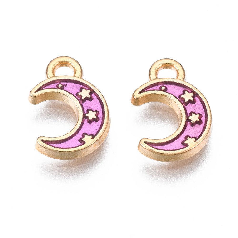 Bedel emaille maan paars-goud 12x8mm-bedels-Kraaltjes van Renate