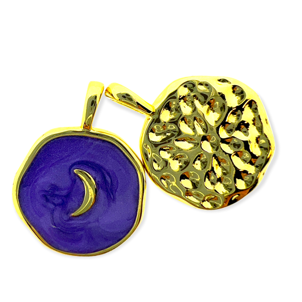 Bedel emaille maan paars goud 19x14mm-bedels-Kraaltjes van Renate