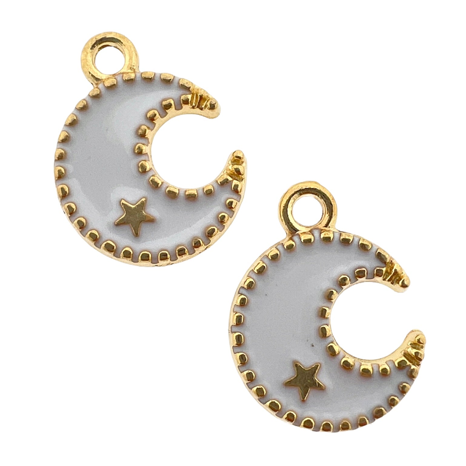 Bedel emaille maan wit-goud 15x13mm-bedels-Kraaltjes van Renate